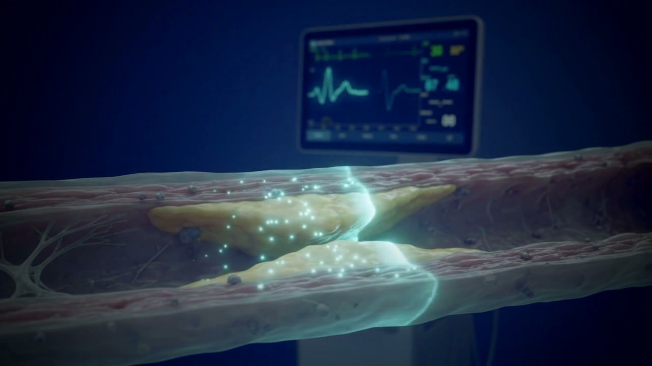NL-SWI design-target visualization: the body's own pressure wave revealing plaque inside an artery — what the partner will build